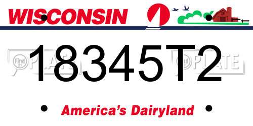 18345T2 Wisconsin License Plate