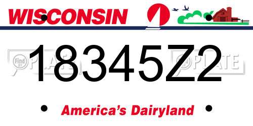 18345Z2 Wisconsin License Plate