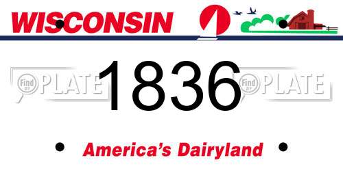 1836 Wisconsin License Plate