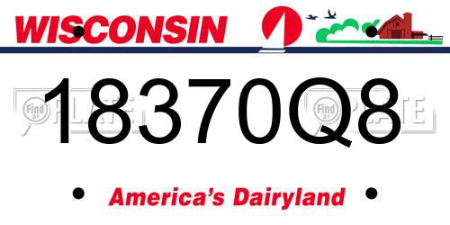 18370Q8 Wisconsin License Plate