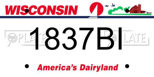 1837BI Wisconsin License Plate