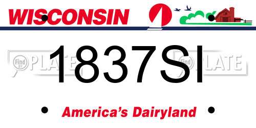 1837SI Wisconsin License Plate