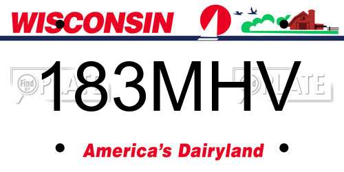 183MHV Wisconsin License Plate