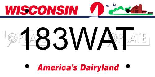 183WAT Wisconsin License Plate