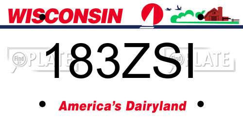 183ZSI Wisconsin License Plate