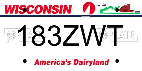 183ZWT Wisconsin License Plate