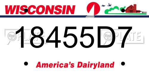 18455D7 Wisconsin License Plate