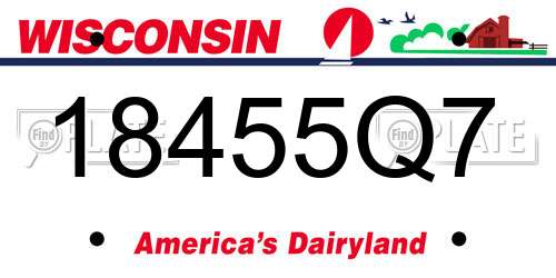 18455Q7 Wisconsin License Plate