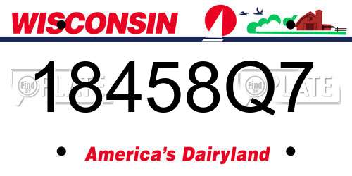 18458Q7 Wisconsin License Plate