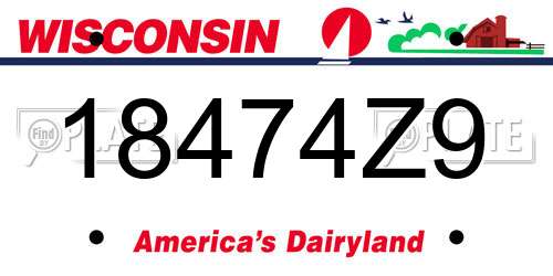 18474Z9 Wisconsin License Plate