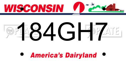 184GH7 Wisconsin License Plate