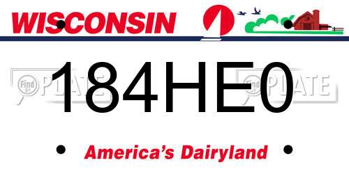 184HE0 Wisconsin License Plate