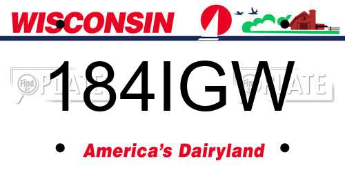 184IGW Wisconsin License Plate