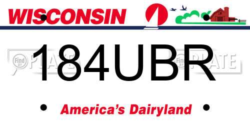 184UBR Wisconsin License Plate
