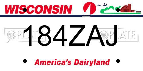 184ZAJ Wisconsin License Plate