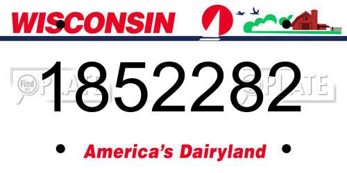 1852282 Wisconsin License Plate