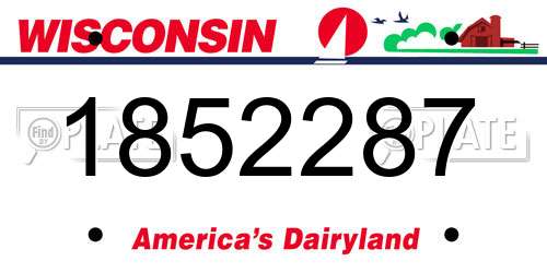 1852287 Wisconsin License Plate