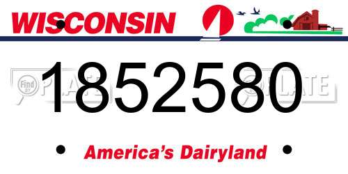 1852580 Wisconsin License Plate