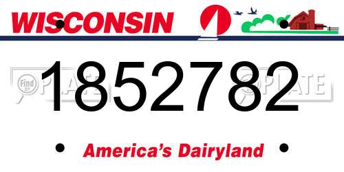 1852782 Wisconsin License Plate