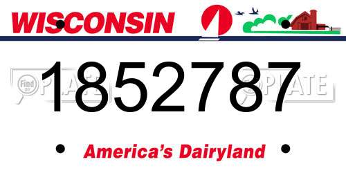 1852787 Wisconsin License Plate