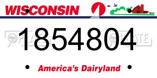1854804 Wisconsin License Plate