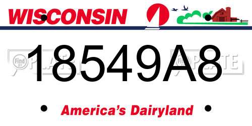 18549A8 Wisconsin License Plate
