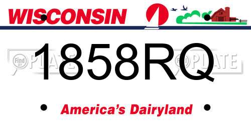 1858RQ Wisconsin License Plate