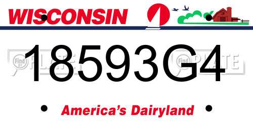 18593G4 Wisconsin License Plate