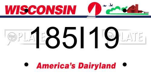 185I19 Wisconsin License Plate