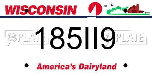 185II9 Wisconsin License Plate