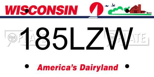 185LZW Wisconsin License Plate