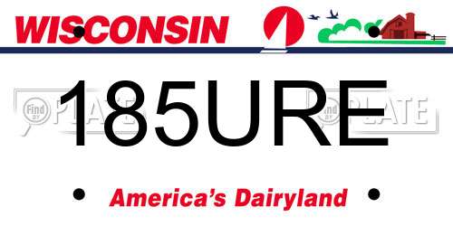 185URE Wisconsin License Plate
