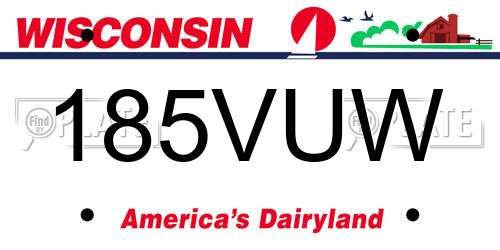 185VUW Wisconsin License Plate