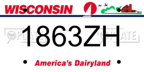 1863ZH Wisconsin License Plate