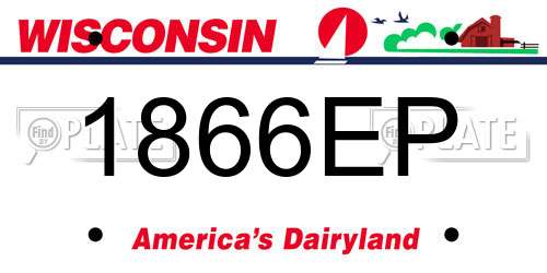 1866EP Wisconsin License Plate