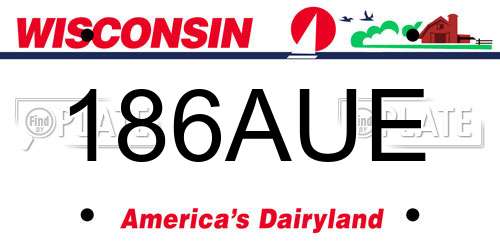 186AUE Wisconsin License Plate