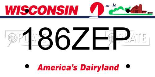 186ZEP Wisconsin License Plate