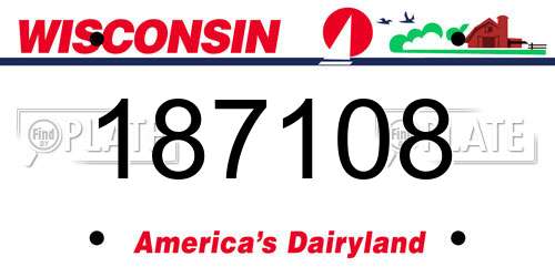 187108 Wisconsin License Plate
