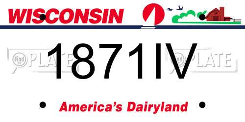 1871IV Wisconsin License Plate