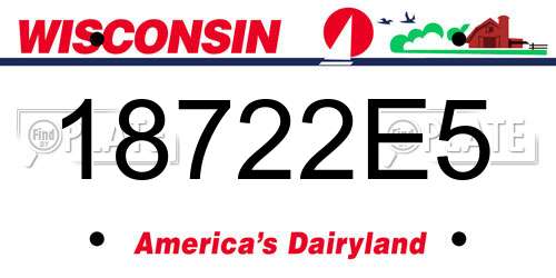 18722E5 Wisconsin License Plate