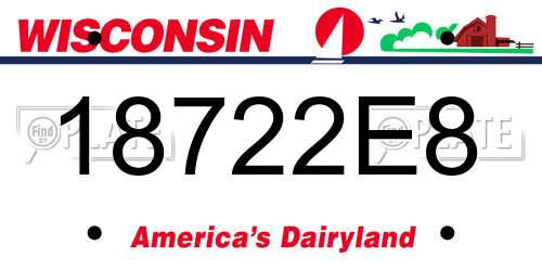 18722E8 Wisconsin License Plate