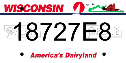 18727E8 Wisconsin License Plate