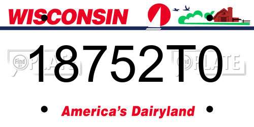 18752T0 Wisconsin License Plate