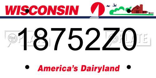 18752Z0 Wisconsin License Plate