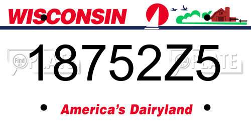 18752Z5 Wisconsin License Plate