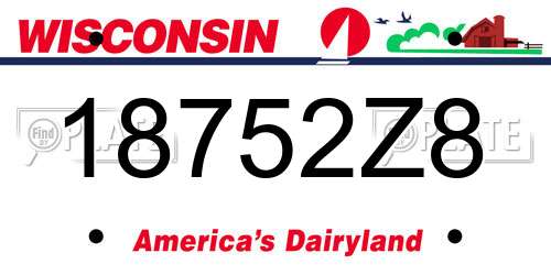 18752Z8 Wisconsin License Plate