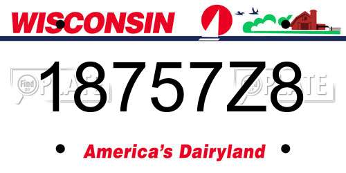 18757Z8 Wisconsin License Plate