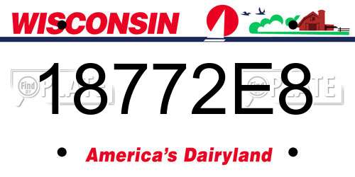 18772E8 Wisconsin License Plate