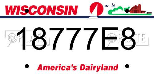 18777E8 Wisconsin License Plate