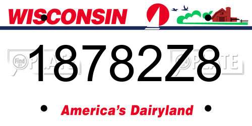 18782Z8 Wisconsin License Plate